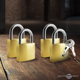 Master Series 4 Pack Lock Set featuring four matching padlocks and keys, ideal for restraint play.