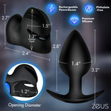 Zeus Anal Plug & Head Teaser E-Stim Kit dimensions with features like rechargeable powerboxes and silicone material.