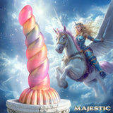 Creature Cocks Aurora Unicorn Fantasy Silicone Dildo in colorful design with unicorn and fantasy elements.