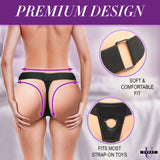 Strap U Thrusting Vibrating Strap-On with Harness premium design showcasing soft and comfortable fit for strap-on toys.