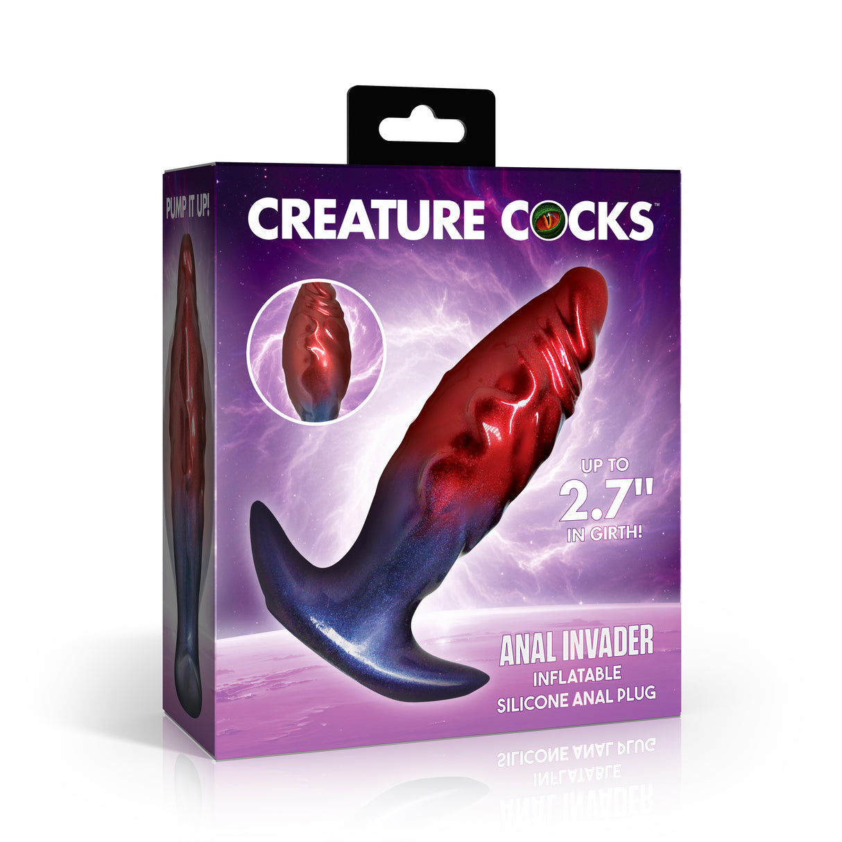 Creature Cocks Anal Invader Inflatable Fantasy Anal Plug packaging showcasing the unique design and features.