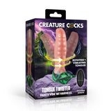 Creature Cocks Tongue Twister Panty Vibe with Harness packaging showcasing rotating and vibrating tongue design.