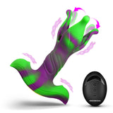 Creature Cocks Alien Bloom Expanding Silicone Anal Plug with remote control, showcasing vibrant colors and unique design.