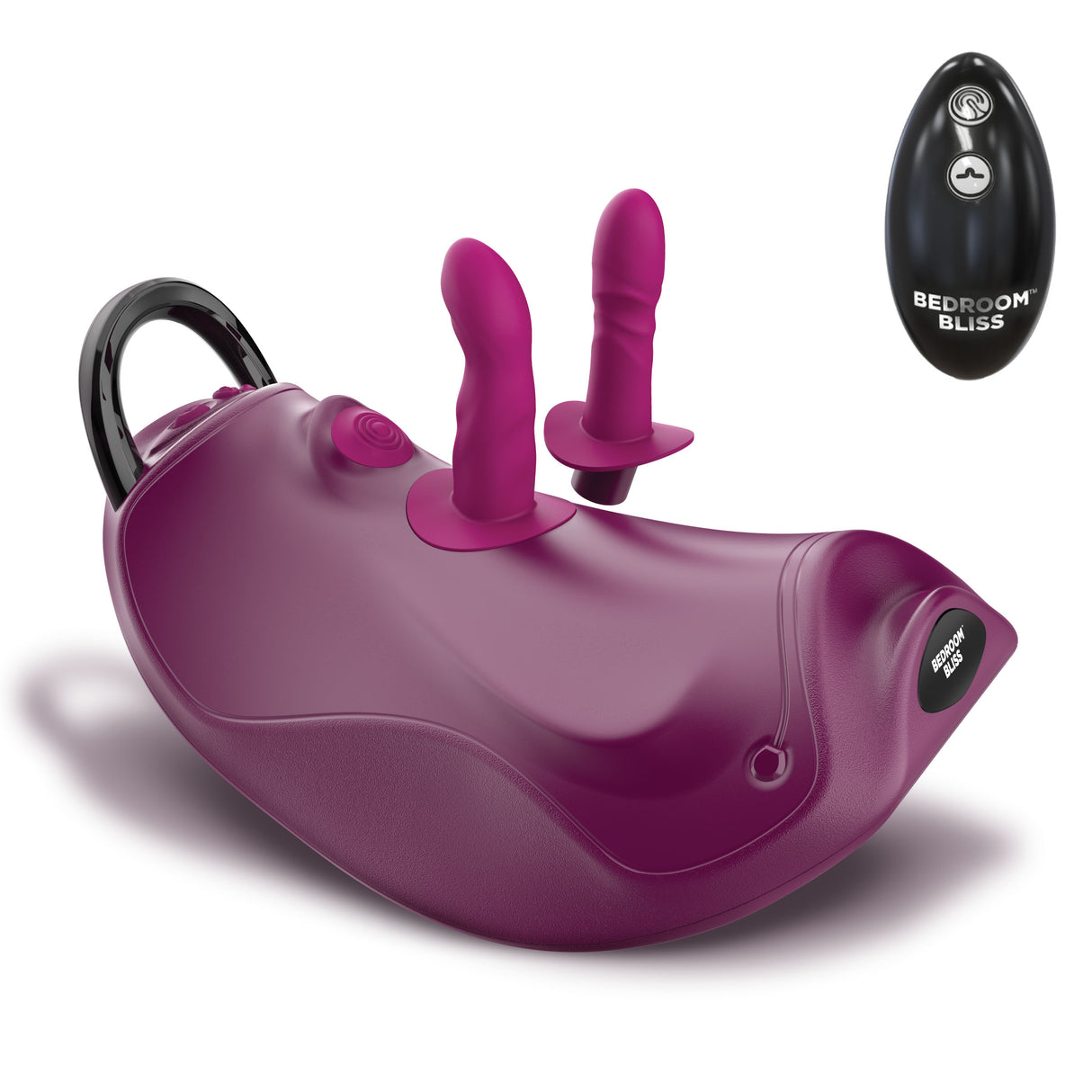 Bedroom Bliss Wild Ride Rocking Saddle Sex Machine with dual stimulators and remote control.