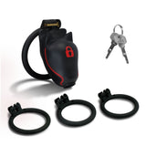 Master Series Puplock Chastity Cage Black with base rings and keys for secure pup play.