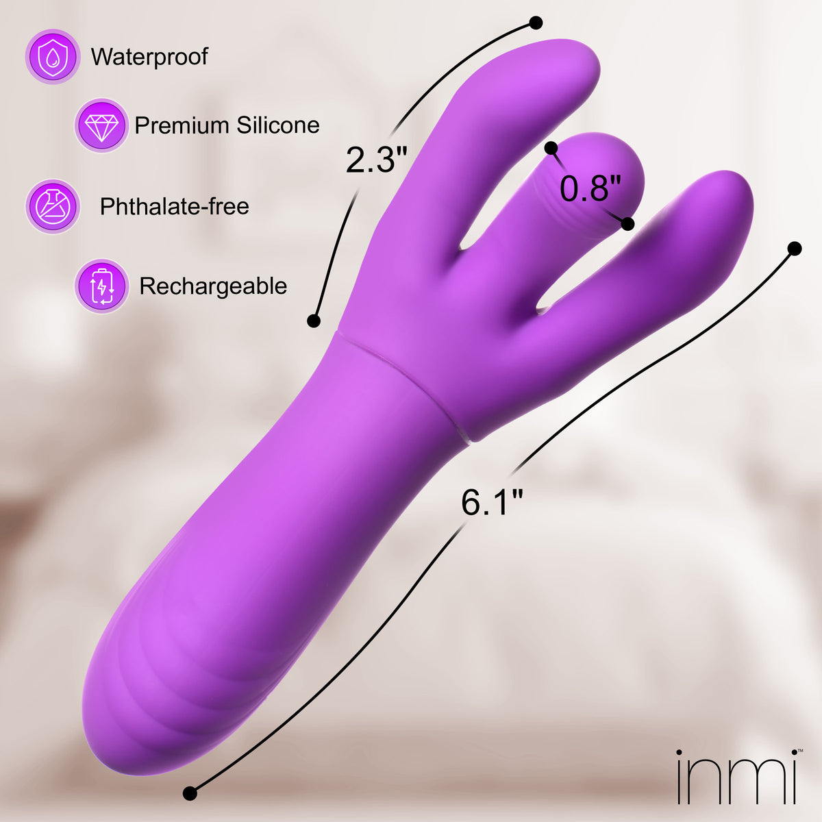 Velvet Touch Come-Hither G-Spot Silicone Vibrator features waterproof premium silicone and is phthalate-free.