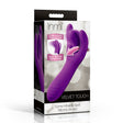 Velvet Touch Come-Hither G-Spot Silicone Vibrator in packaging highlighting come-hither stimulation and dual motors.