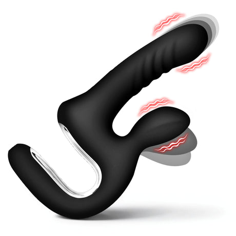 Master Series Thrust Pounder Thrusting Silicone Vibrator with flexible design and vibrating functions.