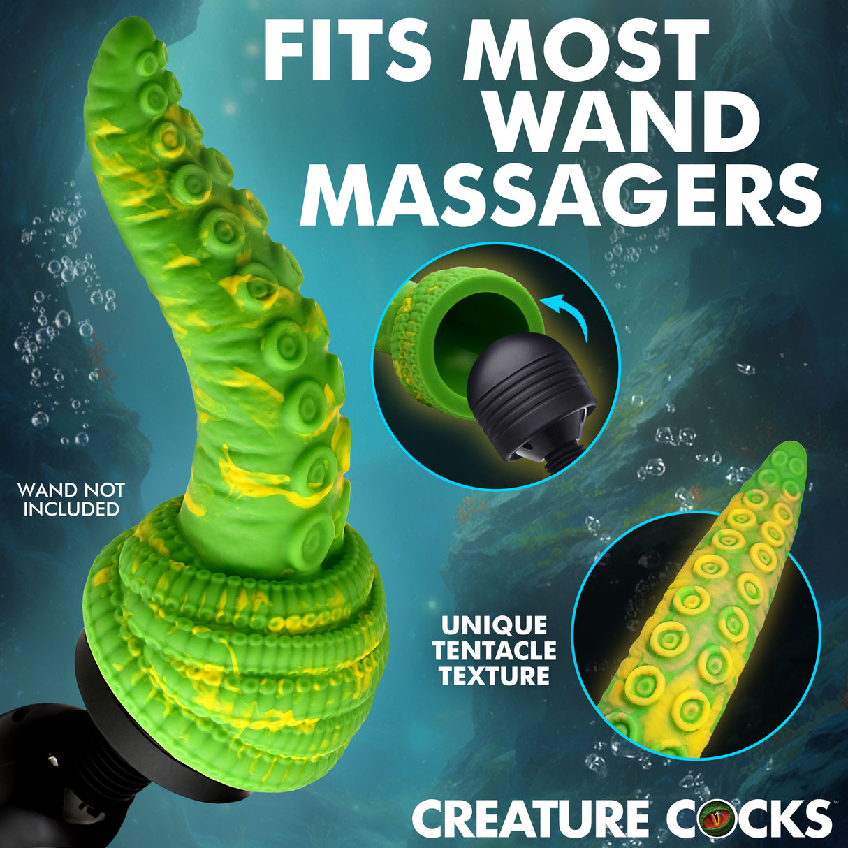 Creature Cocks Tenta Head Fantasy Silicone Wand Attachment features unique tentacle texture and fits most wand massagers.
