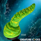 Creature Cocks Tenta Head Fantasy Silicone Wand Attachment featuring tentacle design in vibrant green and yellow, wand not included.