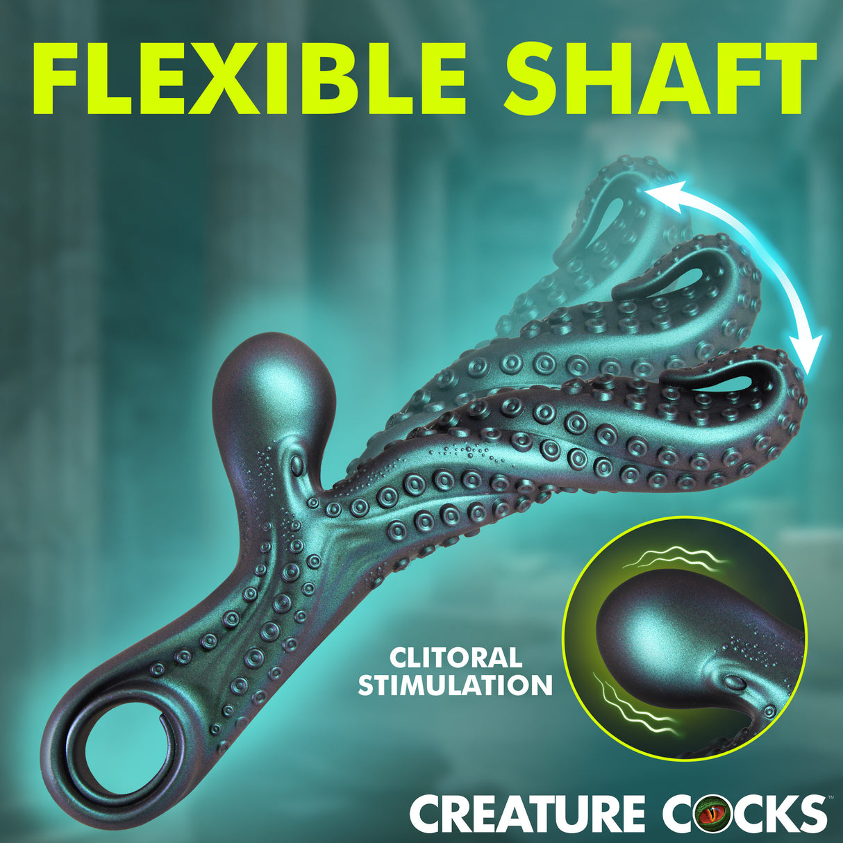 Creature Cocks Vibropus Fantasy Silicone Vibrator with flexible shaft for enhanced clitoral stimulation.