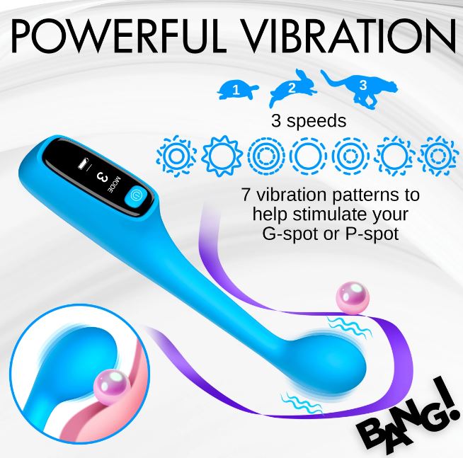 Bang Digital G-Spot Silicone Vibrator Blue showcasing powerful vibration, 3 speeds and 7 modes for G-spot stimulation.