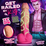 K-Pop Idols KG Silicone Dildo with Balls showcasing glow-in-the-dark veins and realistic texture for enhanced pleasure.