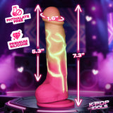 K-Pop Idols KG Silicone Dildo with Balls in bold Voltage Pink ombré finish, featuring glow-in-the-dark detailing.