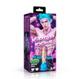 K-Pop Idols Rion Silicone Dildo with Balls packaging featuring glowing veins and a vibrant design.
