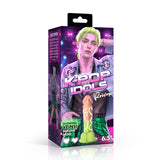 K-Pop Idols Reiven Silicone Dildo with Balls packaging featuring glowing veins and vibrant design.
