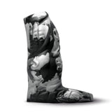 Creature Cocks Night Prowler Silicone Penis Enhancer in a black and white design, showcasing ribbed details and added girth.