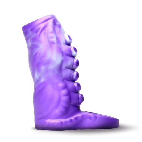 Creature Cocks Tenta-Thick Silicone Penis Enhancer in purple, featuring coiled tentacle texture and raised suckers.