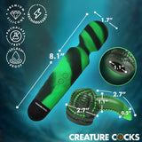 Octo Wand Silicone Vibrating Wand With Attachment showcasing its unique design and measurements by Creature Cocks.