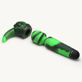 Octo Wand Silicone Vibrating Wand With Attachment showcased in vibrant green with textured attachments.