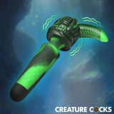 Octo Wand Silicone Vibrating Wand With Attachment in green, featuring textured tentacle attachment for stimulation.