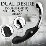 Master Series Dual Desire Dual-Ended Silicone & Metal Dildo features ultra sleek metal and ribbed silicone design.