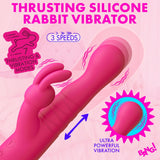 Thrusting Silicone Rabbit Vibrator Pink with multiple speeds and powerful vibration features.