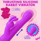 Thrusting Silicone Rabbit Vibrator Purple with thrusters, vibration modes, and ultra powerful vibration features.