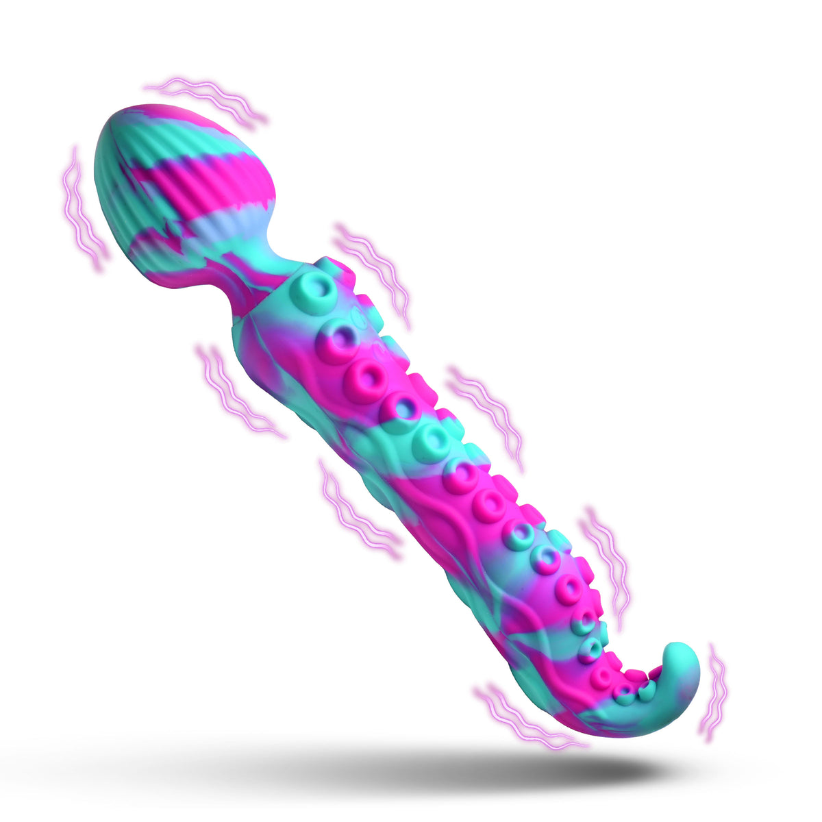 Creature Cocks Kraken Dual-Ended Silicone Wand Massager in vibrant colors, showcasing ribbed and textured features.