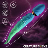 Creature Cocks Deep Squirmer Squirming Silicone Vibrator with tentacle design and dimensions in a dynamic background.