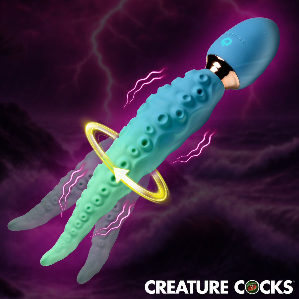 Creature Cocks Deep Squirmer Squirming Silicone Vibrator with tentacle design and vibrant colors.