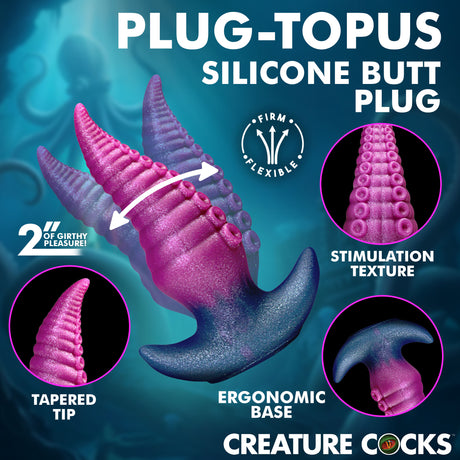 Creature Cocks Plug Topus Silicone Butt Plug feature with tapered tip, ergonomic base, and unique stimulation texture.