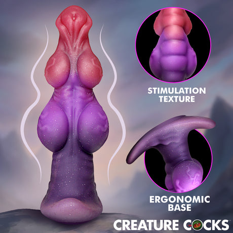 Creature Cocks Dragon Master Fantasy Silicone Butt Plug showcasing stimulation texture and ergonomic base.