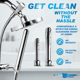 CleanStream Ultimate Shower Enema Set with shower head and graduated nozzles for effective enema cleansing at home.
