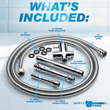 CleanStream Ultimate Shower Enema Set components including shower hose, nozzles, and flow regulator.
