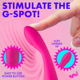 Bang Flexible Silicone G-Spot Vibrator Pink with soft tapered tip and easy-to-use power button.
