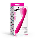 Bang Flexible Silicone G-Spot Vibrator Pink packaging showcasing its features and design.