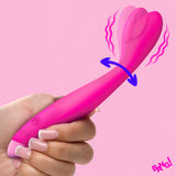 Bang Flexible Silicone G-Spot Vibrator Pink with bendable neck for targeted pleasure and comfort in hand.