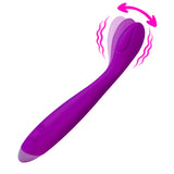 Flexible Silicone G-Spot Vibrator Purple with bendable neck and bulbed tip for targeted sensations.
