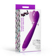 Flexible Silicone G-Spot Vibrator Purple packaging showcasing features including flexible neck and multiple vibration modes.
