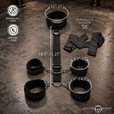 Submission Neck Wrist Ankle Restraints With Blindfold from Master Series featuring adjustable cuff lengths and collar.