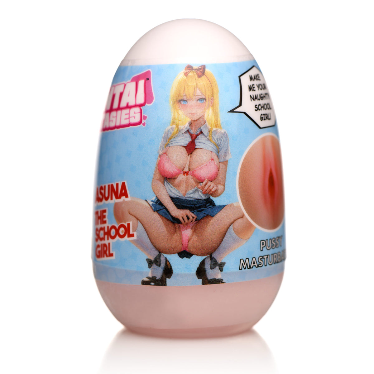 Asuna the School Girl Pussy Egg Masturbator package featuring anime character design for discreet pleasure.