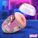Haruka the Gamer Girl Pussy Egg Masturbator shown in vibrant gaming setting with playful design and soft sleeve.