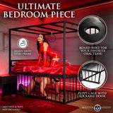 Master Series Bondage Bed with Cage featuring a heavy-duty steel frame and stylish design, ideal for bondage play.