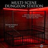 Master Series Bondage Bed with Cage featuring removable slabs for versatile scene setups.