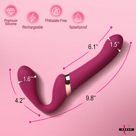 10X Pleasure Poser Posable Vibrating Strapless Strap-On with premium silicone, rechargeable, phthalate-free, and splashproof features.