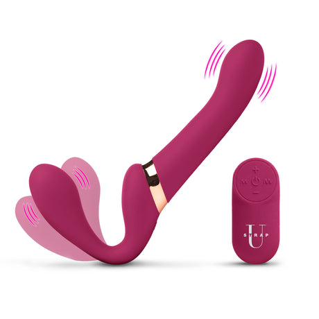 10X Pleasure Poser Posable Vibrating Strapless Strap-On with remote control and flexible design.