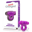 Screaming O Charged O Wow Vibrating Cock Ring Purple with textured design and USB charging capability.