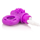 Screaming O Charged O Wow Vibrating Cock Ring Purple, a rechargeable couples' ring with textured surface for enhanced pleasure.