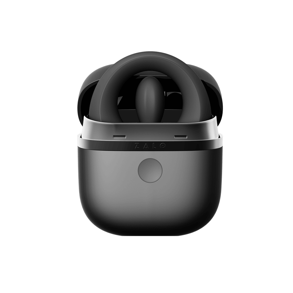 ZALO Apis Vibrating Couples Ring Obsidian Black shown from the top, featuring a sleek design and modern aesthetics.